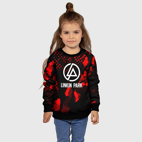 Детский свитшот Linkin park краски текстуры / 3D-Черный – фото 4