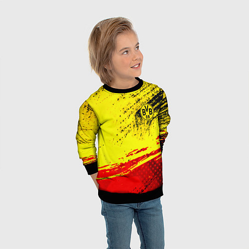 Детский свитшот Borussia color краски спорт / 3D-Черный – фото 3