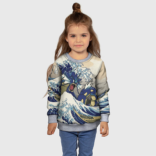 Детский свитшот Kanagawa wave - Gyarados / 3D-Меланж – фото 4