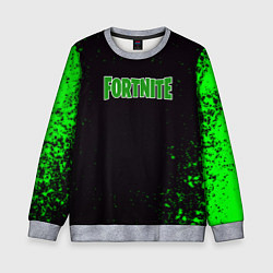 Детский свитшот Fortnite зеленый краски лого
