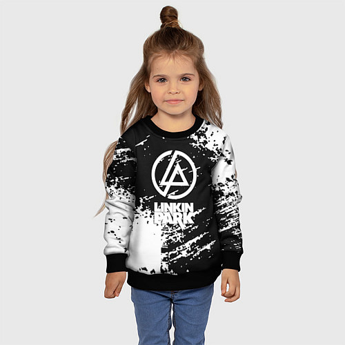 Детский свитшот Linkin park logo краски текстура / 3D-Черный – фото 4