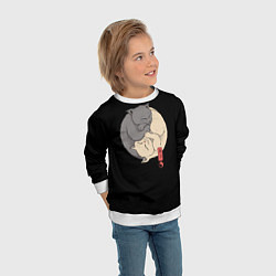 Свитшот детский Кошки - инь и ян, цвет: 3D-белый — фото 2