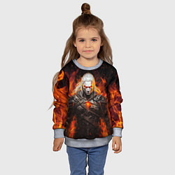Свитшот детский Ведьмак и пламя, цвет: 3D-меланж — фото 2
