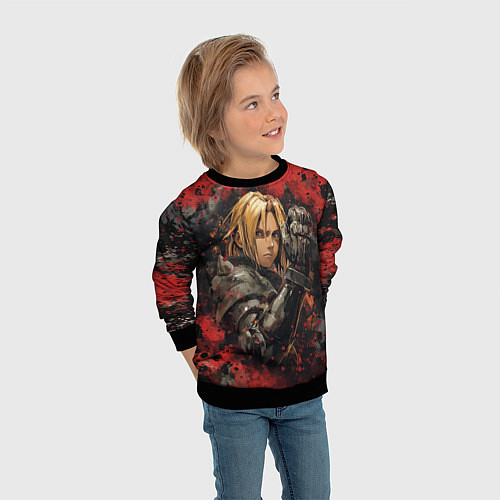 Детский свитшот Edward Elric - Fullmetal Alchemist / 3D-Черный – фото 3