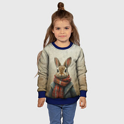 Свитшот детский Кролик в шарфе, цвет: 3D-синий — фото 2
