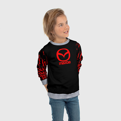 Детский свитшот Mazda краски красные штрихи / 3D-Меланж – фото 3
