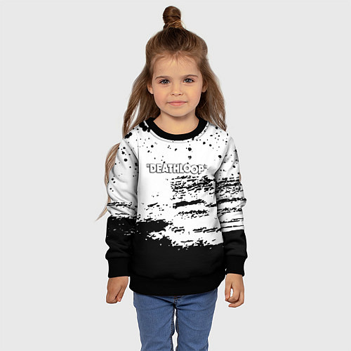 Детский свитшот Deathloop чёрные краски / 3D-Черный – фото 4