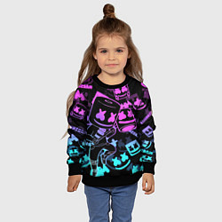 Свитшот детский Marshmello neon pattern, цвет: 3D-черный — фото 2