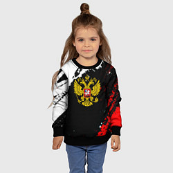 Свитшот детский Россия герб текстура краски, цвет: 3D-черный — фото 2