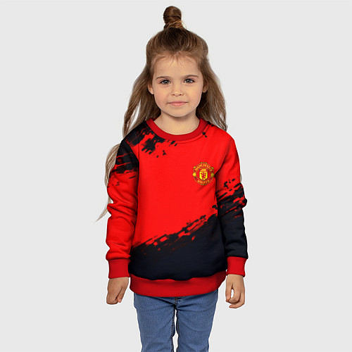 Детский свитшот Manchester United colors sport / 3D-Красный – фото 4