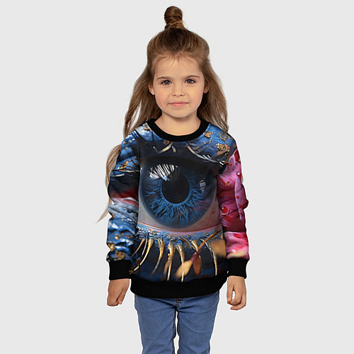 Детский свитшот Глаз с золотом / 3D-Черный – фото 4