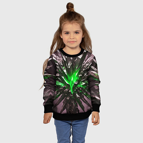 Детский свитшот Драгоценный камень зелёный / 3D-Черный – фото 4
