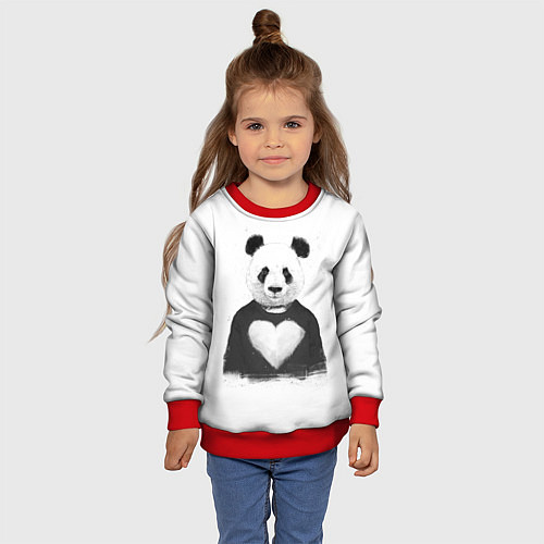 Детский свитшот Love panda / 3D-Красный – фото 4