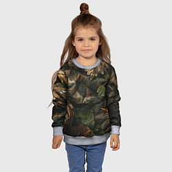 Свитшот детский Реалистичный охотничий камуфляж из ткани и листьев, цвет: 3D-меланж — фото 2