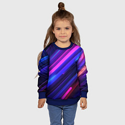 Свитшот детский Неоновые яркие абстрактные полосы, цвет: 3D-синий — фото 2