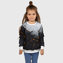 Свитшот детский Неоновые трещины, цвет: 3D-белый — фото 2