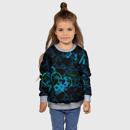 Детский свитшот Сердечки узоры / 3D-Меланж – фото 4