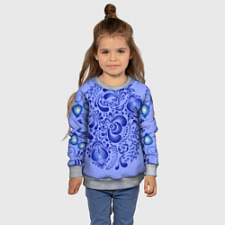 Свитшот детский Узоры гжель на сиреневом фоне, цвет: 3D-меланж — фото 2