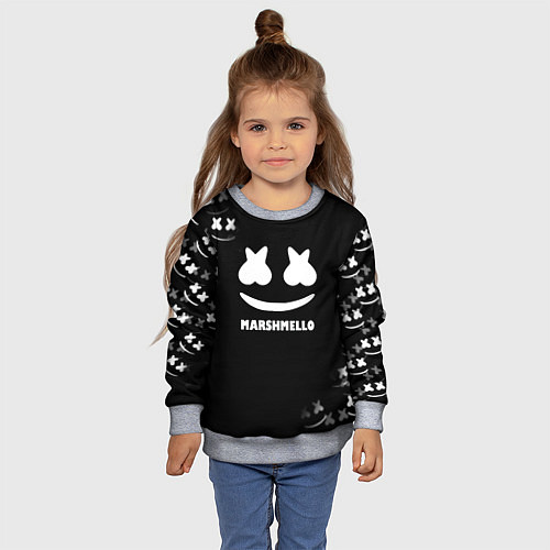 Детский свитшот Marshmello белое лого / 3D-Меланж – фото 4