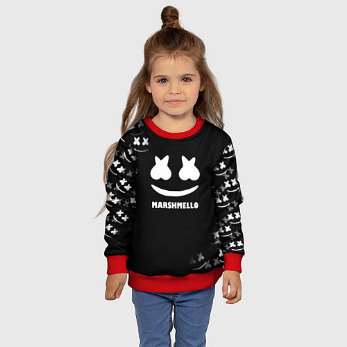 Детский свитшот Marshmello белое лого / 3D-Красный – фото 4