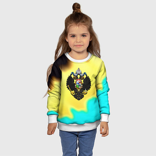 Детский свитшот Российская империя герб краски / 3D-Белый – фото 4
