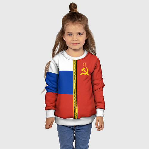 Детский свитшот Россия и СССР / 3D-Белый – фото 4