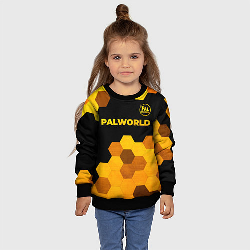 Детский свитшот Palworld - gold gradient посередине / 3D-Черный – фото 4