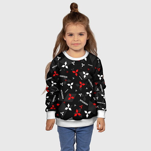 Детский свитшот Mitsubishi - logo pattern / 3D-Белый – фото 4