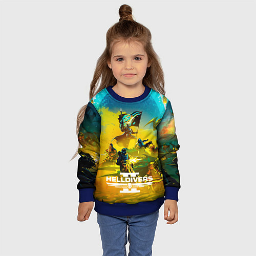 Детский свитшот Helldivers 2: Battle / 3D-Синий – фото 4