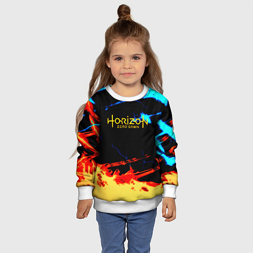 Детский свитшот Horizon zero dawn огонь и лёд / 3D-Белый – фото 4