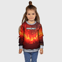 Свитшот детский Minecraft logo fire, цвет: 3D-меланж — фото 2
