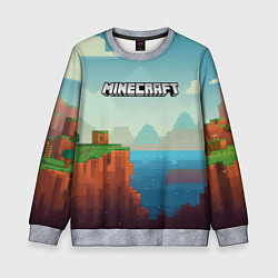 Свитшот детский Minecraft logo квадратный мир, цвет: 3D-меланж