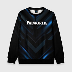 Детский свитшот Palworld logo blue neon abstract black