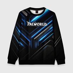 Свитшот детский Palworld logo black blue neon abstract, цвет: 3D-черный