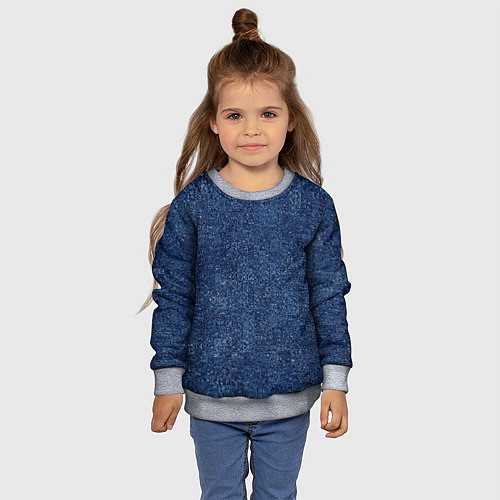Детский свитшот Текстура тёмно-синий мелкие квадраты / 3D-Меланж – фото 4