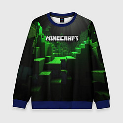 Свитшот детский Minecraft logo зеленые яркие плитки, цвет: 3D-синий