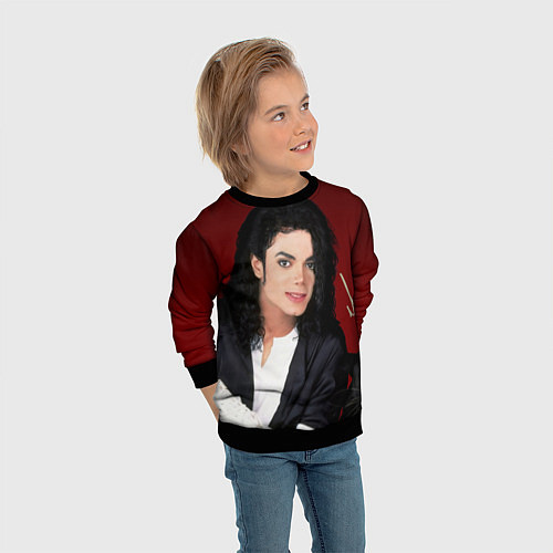 Детский свитшот Michael Jackson с пантерой и автографом / 3D-Черный – фото 3