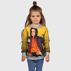 Свитшот детский Michael Jackson на золотом фоне с графикой, цвет: 3D-меланж — фото 2