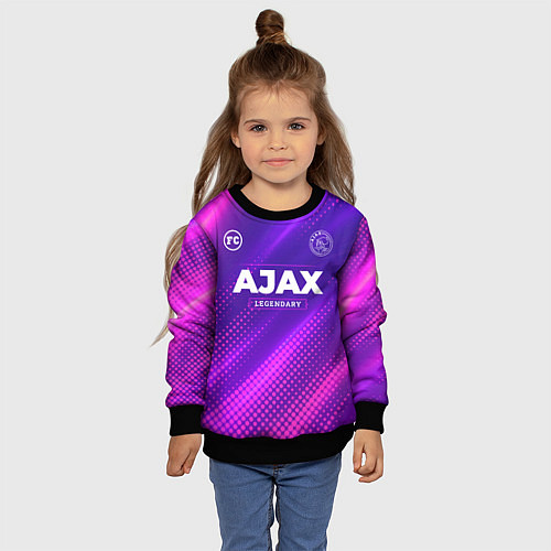 Детский свитшот Ajax legendary sport grunge / 3D-Черный – фото 4