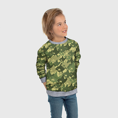 Детский свитшот Акулы - камуфляж / 3D-Меланж – фото 3