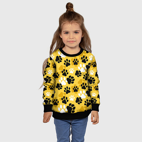 Детский свитшот Собачьи следы / 3D-Черный – фото 4