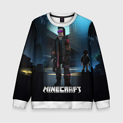 Свитшот детский Minecraft cyberpunk style, цвет: 3D-белый