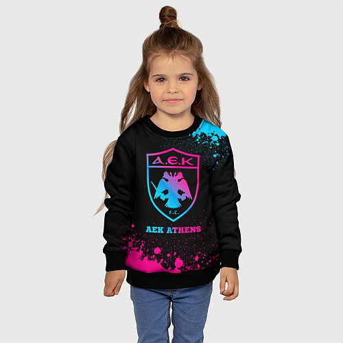 Детский свитшот AEK Athens - neon gradient / 3D-Черный – фото 4
