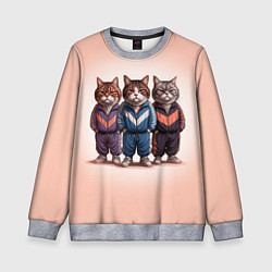 Свитшот детский Три полосатых кота в спортивных костюмах пацана, цвет: 3D-меланж