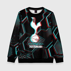 Детский свитшот Tottenham FC в стиле glitch на темном фоне