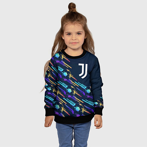 Детский свитшот Juventus градиентные мячи / 3D-Черный – фото 4