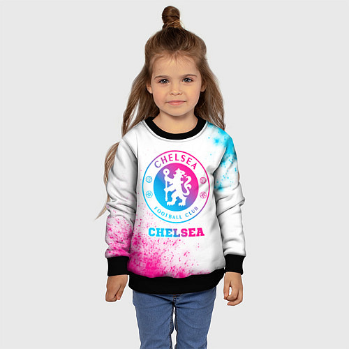 Детский свитшот Chelsea neon gradient style / 3D-Черный – фото 4