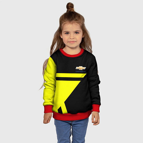 Детский свитшот Chevrolet yellow star / 3D-Красный – фото 4