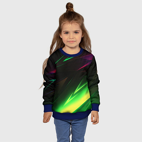 Детский свитшот Geometry stripes кислотный неон / 3D-Синий – фото 4