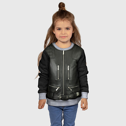 Детский свитшот Terminator first - leather jacket / 3D-Меланж – фото 4